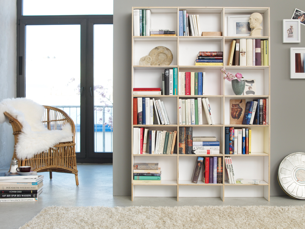 Bücherregal 19 cm tief in der Farbe weiss. Modular, flexibel, erweiterbar