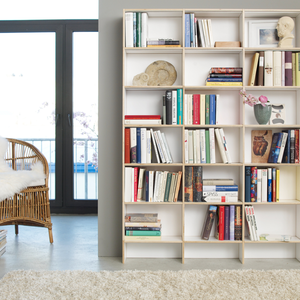 Bücherregal 19 cm tief in der Farbe weiss. Modular, flexibel, erweiterbar