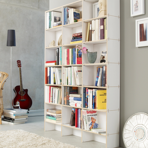 Modulare Bücherregale aus Birke mit Melaminharz beschichtet individuell konfigurierbar