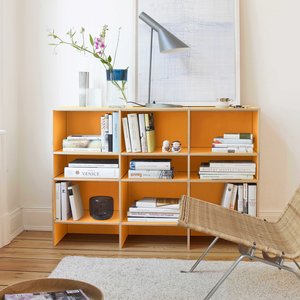 Bücherregal Farbton Orange, Birkenschichtholz mit Melaminharz beschichtet