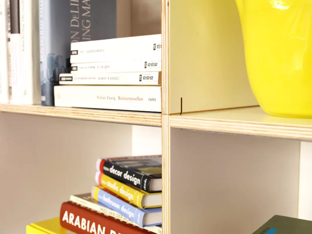 Modulansicht Bücherregalsystem Hannover Birkenschichtholz 12 mm stark