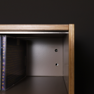 Modulares Hängeregal für CD's mit justierbarer Stahlaufhängung