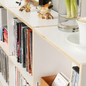 DVD-Regal als Sideboard aus Birkenschichtholz. Modular, flexibel, erweiterbar und umbaubar