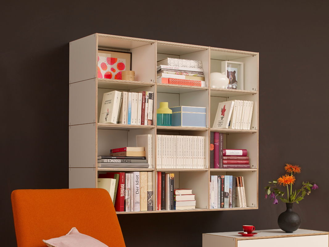 Bauhausstil Regalsysteme im modularen Steckverbund aus Birkenschichtholz made in Germany