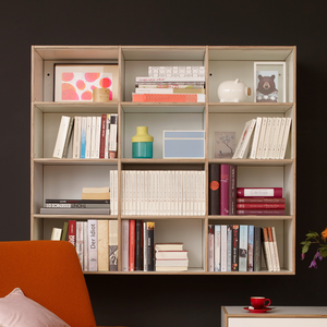Hängendes Bücherregal individuell konfigurierbare Regalsysteme aus Birkenholz