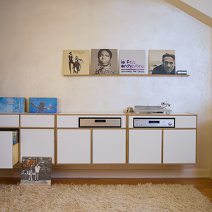 Hängende Schallplatten Aufbewahrung aus Echtholz