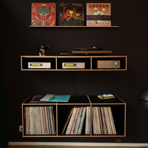HiFi-Rack Wien aus hochwertigem Birken-Multiplex mit einer LP-Leiste für Ihre Lieblings Vinyls