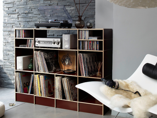 HiFi-Regal mit Platz für LP's, CD's und Technik frei konfigurierbar