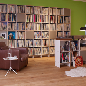 Modulare Regalsysteme für Schallplatten mit Türen und Schubladen individuell konfigurierbar