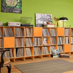 Erweiterbares LP Regal aus Birkenholz