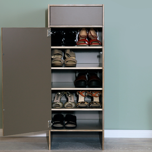 Schuhkommode Flügeltür und Schublade aus Birkenschichtholz