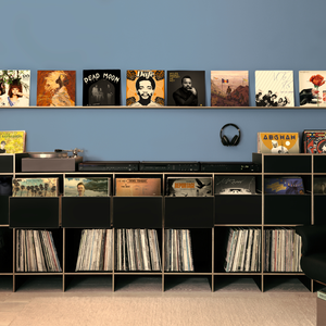 Individuell konfigurierbare Regalsysteme für Schallplatten mit Schubladen und Stöberfächern